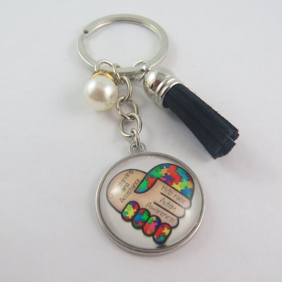 Autism Awareness Keychain – Puzzle Piece Heart Key Ring, Support & Acceptance - Picture 3 of 4